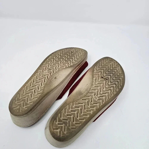 Fly Flot Red Leather Wedge Sandals Size 41  Anatomic Anti Shock Slip On Slides - Picture 8 of 10